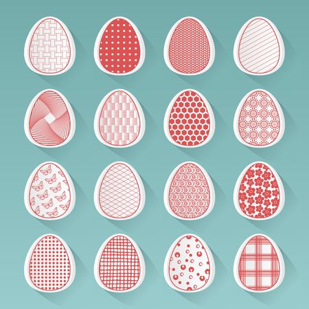 Red and white easter eggs illustrationのイラスト素材