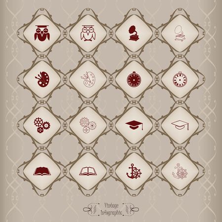 Icons set in vintage styleのイラスト素材