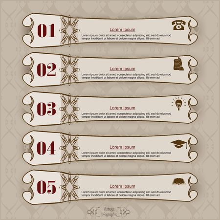 Long label vintage infographic design templateのイラスト素材