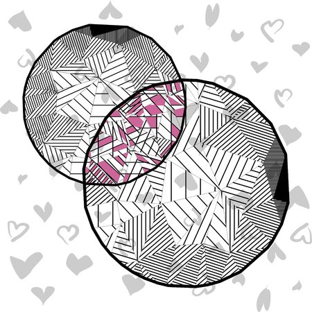 Black and white circles in triangle designのイラスト素材