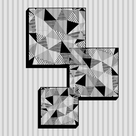 Black and white squares in triangle designのイラスト素材