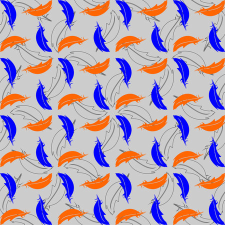 Background with blue and orange feathersのイラスト素材