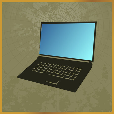 Icon with a black laptop on greenのイラスト素材