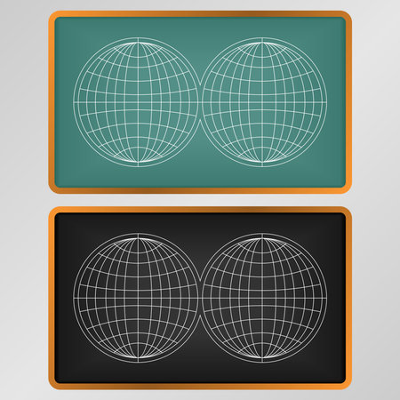 Green and black school board with a globeのイラスト素材
