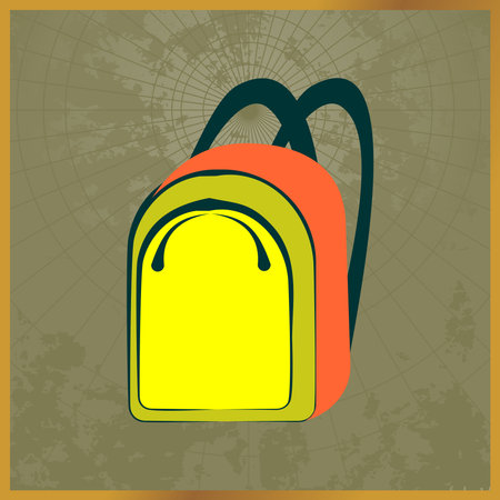 Icon with a yellow backpack field mapの写真素材