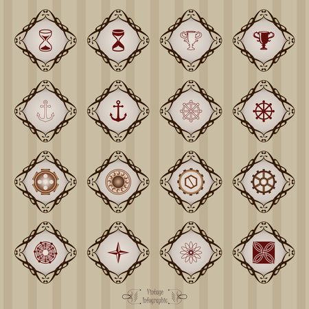vector image set Steampunk design elementsのイラスト素材