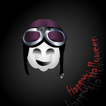 Halloween pumpkins and dark castle on blue Moon background, illustration.の写真素材