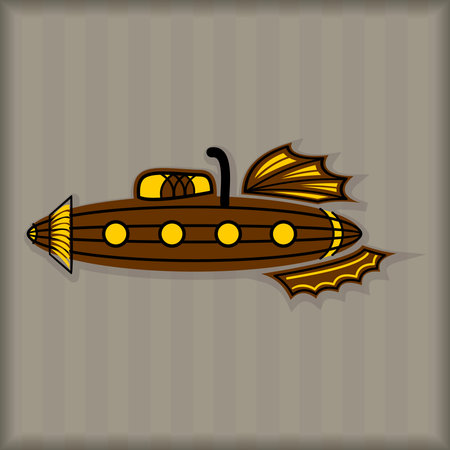 Submarine Steampunk Style vector image brown coloredのイラスト素材