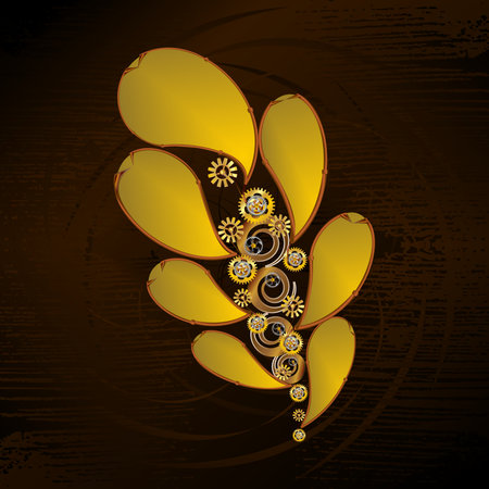 Steampunk Oak Leaf vector image in brownのイラスト素材