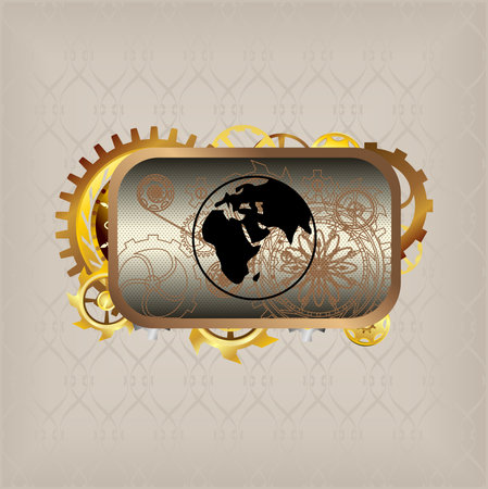 Menu icons steampunk buttons set vintage styleのイラスト素材