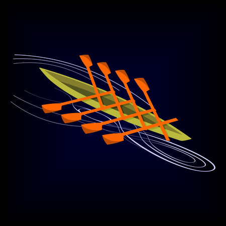 Emblem for rowing club vector image in green on black background