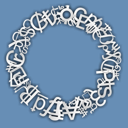 Vector white frame made of currency signsのイラスト素材