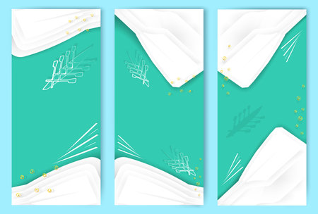 Banners with rowing boat silhouettes vectior imageのイラスト素材