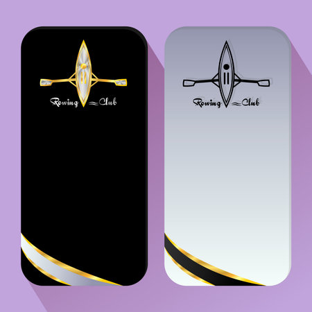 Banner for rowing with gold and black boatsのイラスト素材