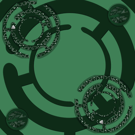 Green banner with ethnic pattern. Abstract vector illustration.のイラスト素材