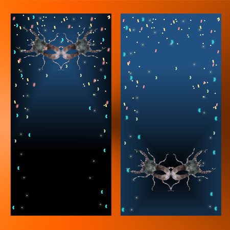 Banners for the celebration of Halloween. Beetle mask. Vector illustrationのイラスト素材