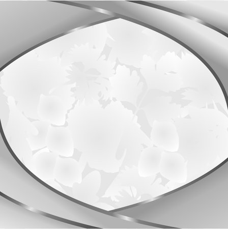 Frame with botanical elements in silvery gray tones. Vector illustration.のイラスト素材