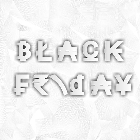 White banner with stripes and the text Black Friday. Vector illustrationのイラスト素材
