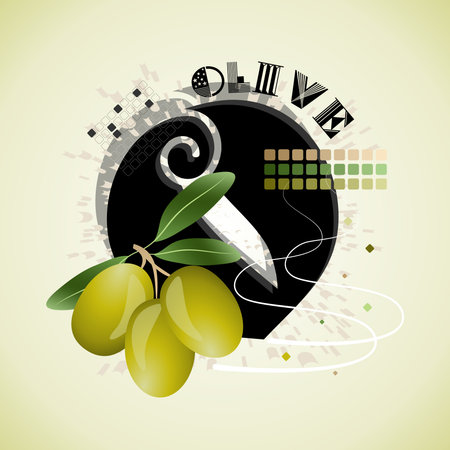 The letter O and Olive on a bright abstract backgroundのイラスト素材