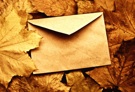 The closed envelope on autumn foliage