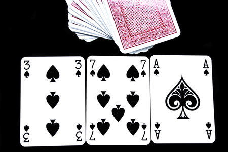 Playing cards on a black backgroundのeditorial素材