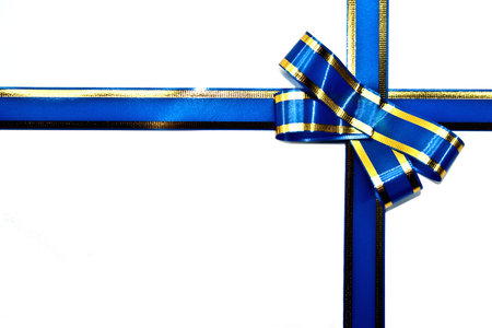 Dark blue bow isolated on a white backgroundの写真素材