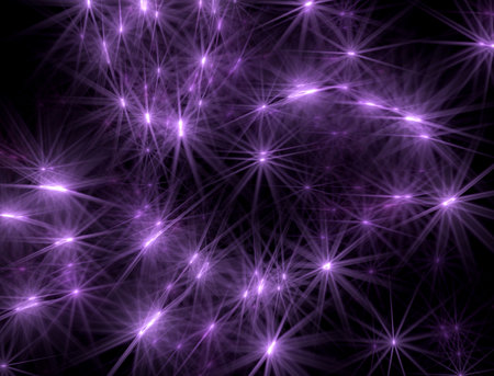 Abstract background with lilac shone stars on  black