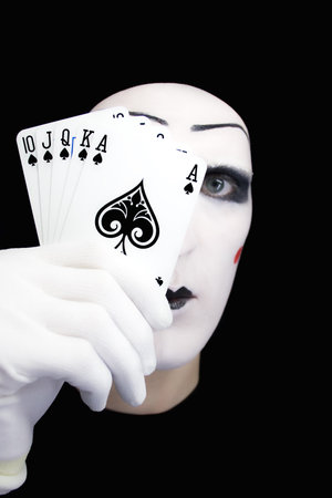 Portrait of the mime with Royal Flushのeditorial素材