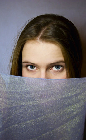 young girl with sateenの写真素材