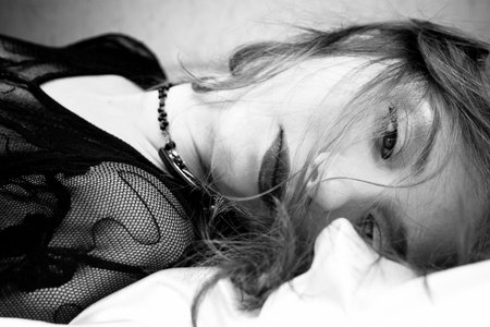 Beautiful sad girlの写真素材