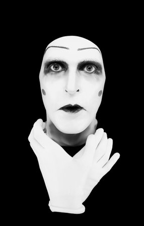 mime with hands on a neckの写真素材