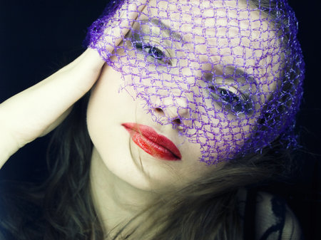 portrait of a young beautiful woman in the veilの写真素材