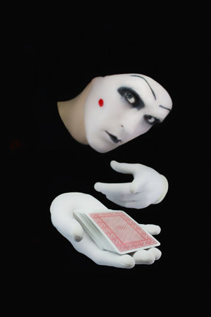 Portrait of the mime with a packのeditorial素材