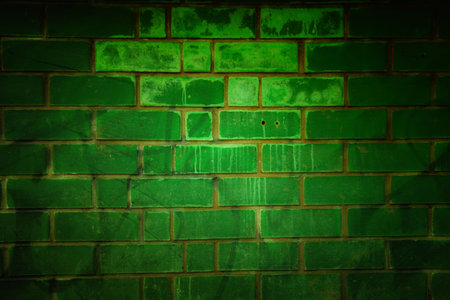 old green brick wallの写真素材