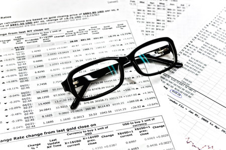 Glasses and financial documents