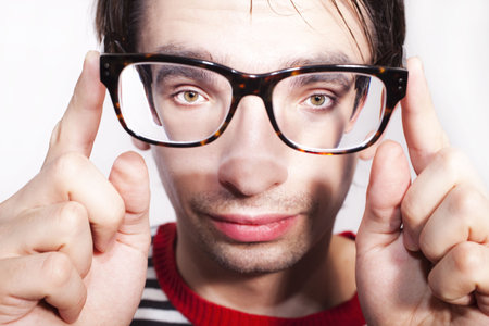 funny face guy with glasses close-up