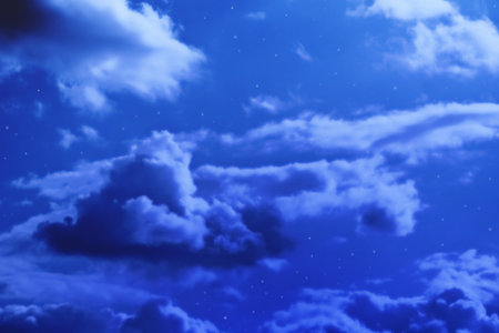 night sky with stars and cloudsの写真素材