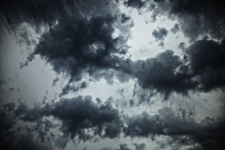 heavy gale black stormy cloudsの写真素材