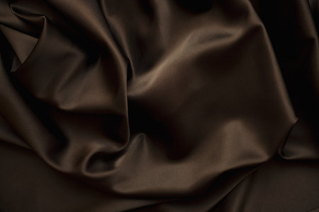 texture of cloth Chocolate brown satin  silk close upの写真素材