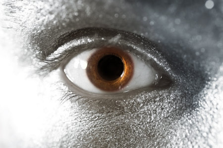 beautiful brown eyes male closeupの写真素材