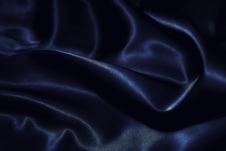 texture of a dark blue silkの写真素材