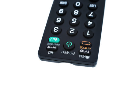 Wireless Infrared Cable Television Remote Control Device isolated on white backgroundの写真素材