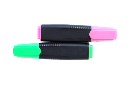 colorful markers isolated on white background close upの写真素材