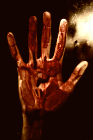 Human hand with blood. Halloween theme. の写真素材