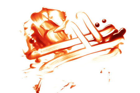 drop of blood isolated on white background closeupの写真素材