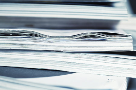 large pile of magazine closeupの写真素材