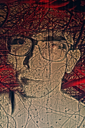 portrait of a young man in glassesの写真素材