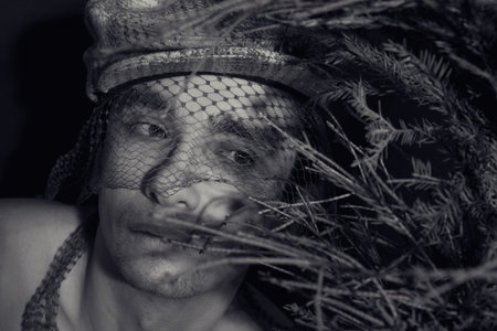 Portrait of a young handsome man closeupの写真素材