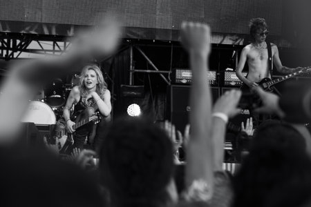 Concert Performance of the American rock star Courtney Love with her band Hole in Russia at the...