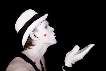 Portrait of a theater actor with mime makeup close upの写真素材